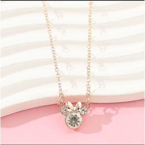 Minnie Park Icon Bow Necklace S925 Silver Rose Gold Plated Cubic Zirconia 19.68"